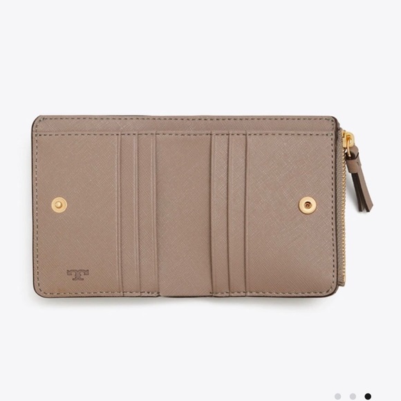 TORY BURCH Authentic Gray Robinson Leather Mini Wallet New With Tag - Picture 3 of 13